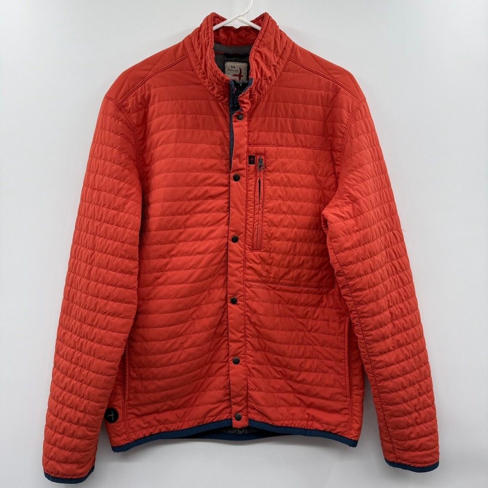 Relwen Windzip Jacket Men's Medium orange Quilted Insulated Huckberry Snap Front